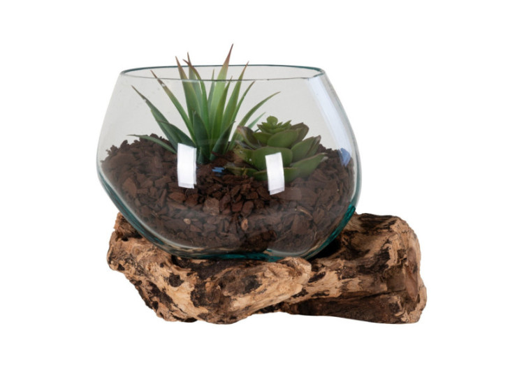 Goutte d'eau San Marino - Décoration en teck et verre 15 x H15 cm - 4501055 - House Nordic 2