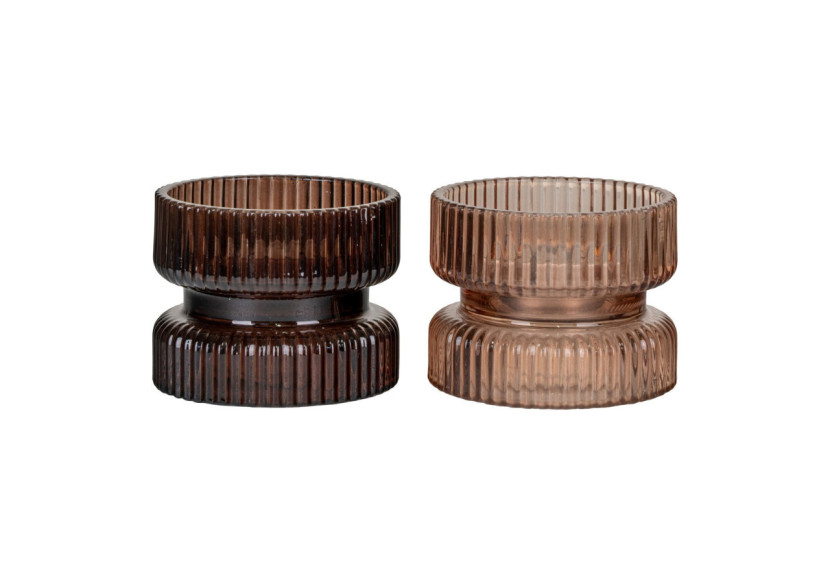 Support de Bougie - Ensemble de 2 en Verre Ambre et Brun - 4560100 - House Nordic