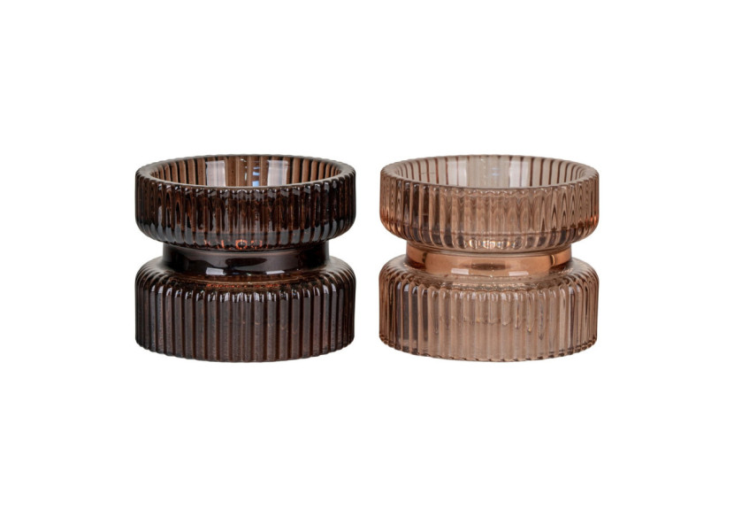 Support de Bougie - Ensemble de 2 en Verre Ambre et Brun - 4560100 - House Nordic