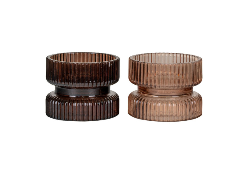 Support de Bougie - Ensemble de 2 en Verre Ambre et Brun - 4560100 - House Nordic