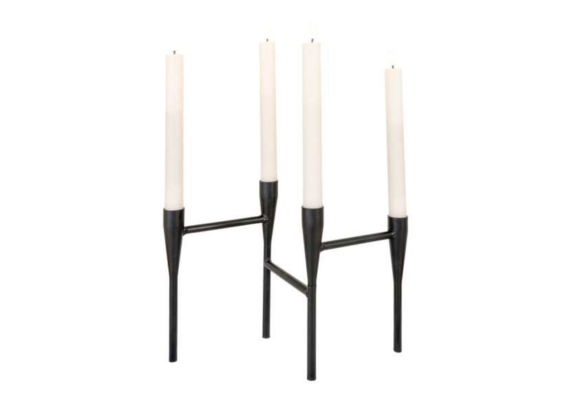 Bougeoir Métallique - Support pour 4 Bougies Noir - 4561160 - House Nordic