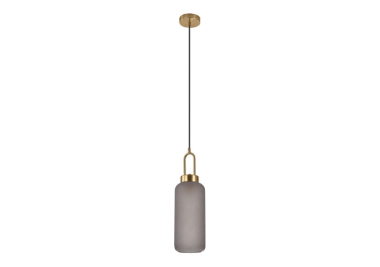 Suspension LUTON - Verre fumé mat et douille en laiton, 150 cm de cordon en tissu - 6406115 - House Nordic