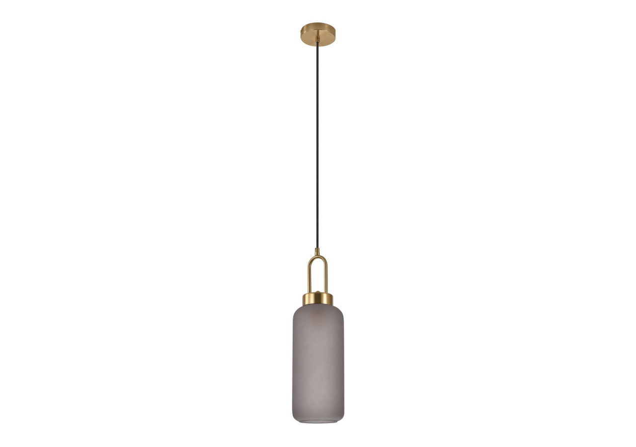 Suspension LUTON - Verre fumé mat et douille en laiton, 150 cm de cordon en tissu - 6406115 - House Nordic