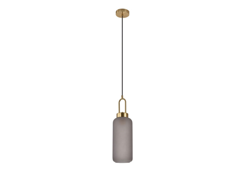 Suspension LUTON - Verre fumé mat et douille en laiton, 150 cm de cordon en tissu - 6406115 - House Nordic
