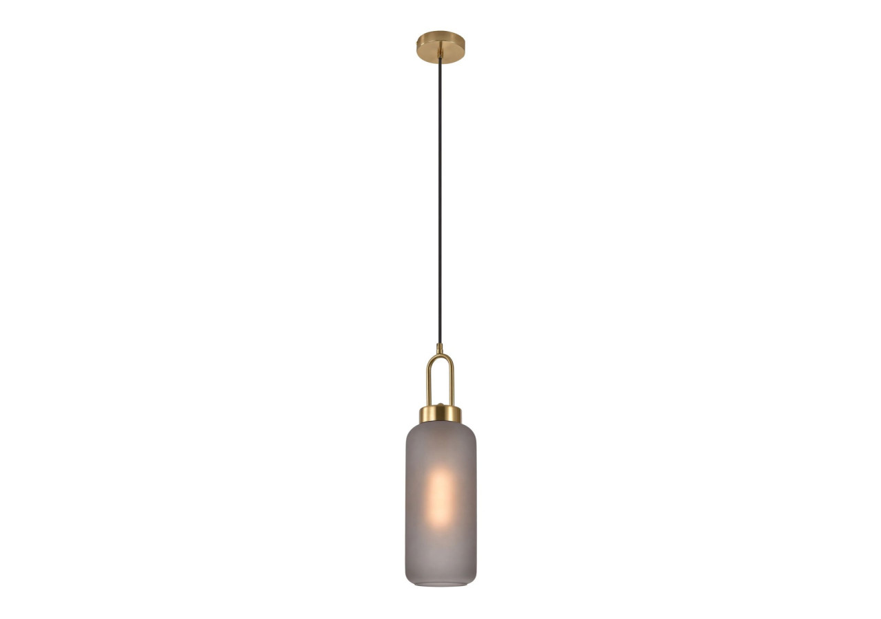 Suspension LUTON - Verre fumé mat et douille en laiton, 150 cm de cordon en tissu - 6406115 - House Nordic