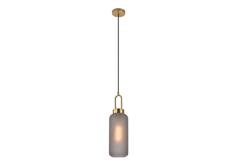 Suspension LUTON - Verre fumé mat et douille en laiton, 150 cm de cordon en tissu - 6406115 - House Nordic