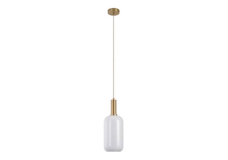 Suspension CHELSEA - Verre blanc et douille en laiton, 150 cm de cordon en tissu - 6406200 - House Nordic
