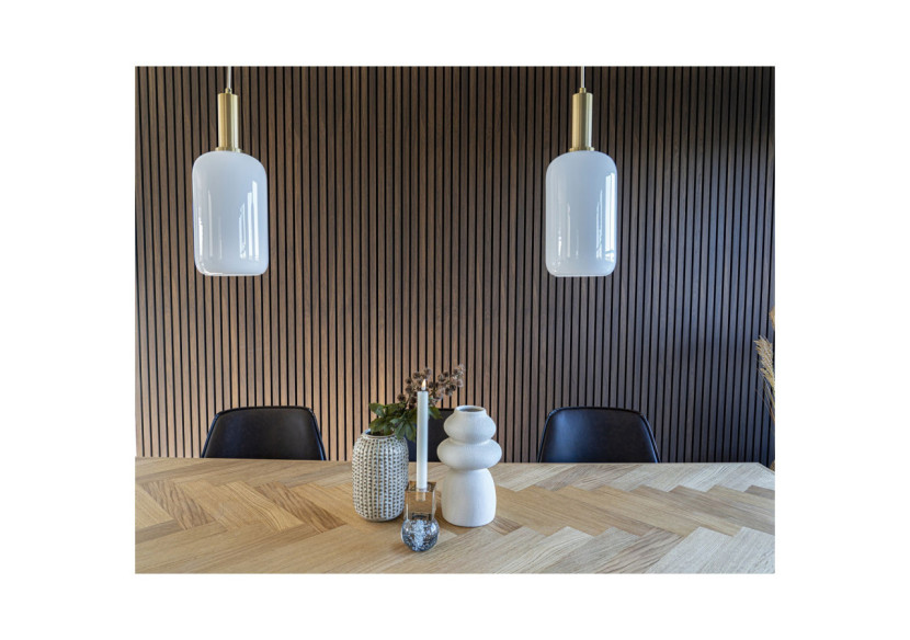 Suspension CHELSEA - Verre blanc et douille en laiton, 150 cm de cordon en tissu - 6406200 - House Nordic