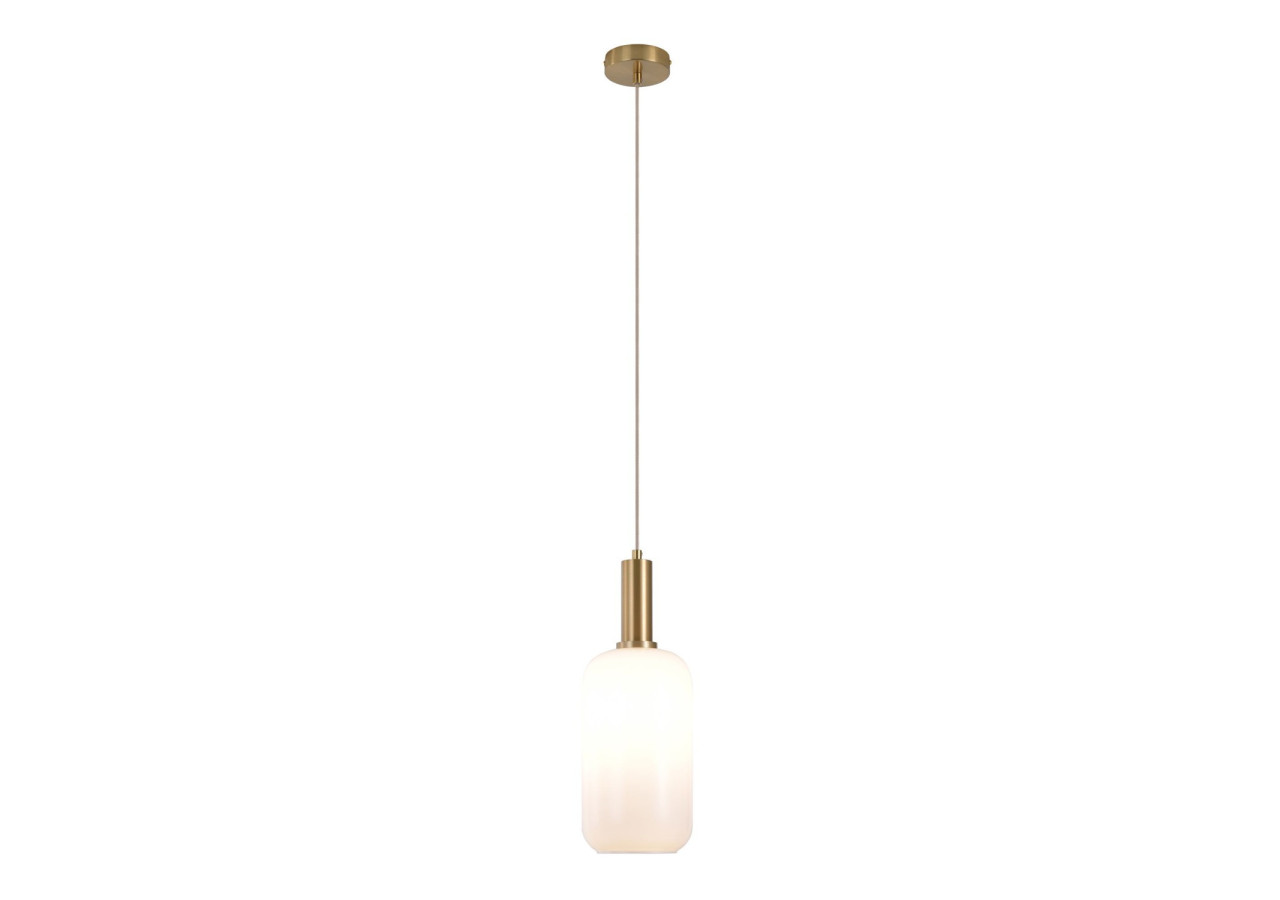 Suspension CHELSEA - Verre blanc et douille en laiton, 150 cm de cordon en tissu - 6406200 - House Nordic