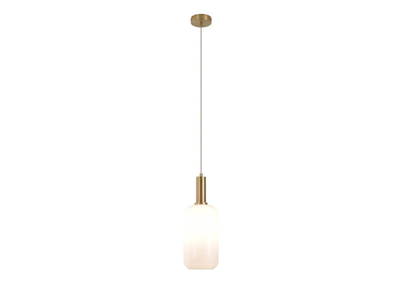 Suspension CHELSEA - Verre blanc et douille en laiton, 150 cm de cordon en tissu - 6406200 - House Nordic