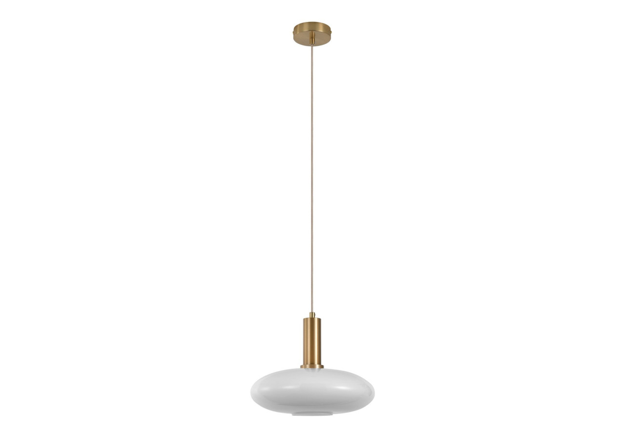 Suspension CHELSEA - Verre blanc éllipsoïdal et douille en laiton, 150 cm de cordon en tissu - 6406220 - House Nordic