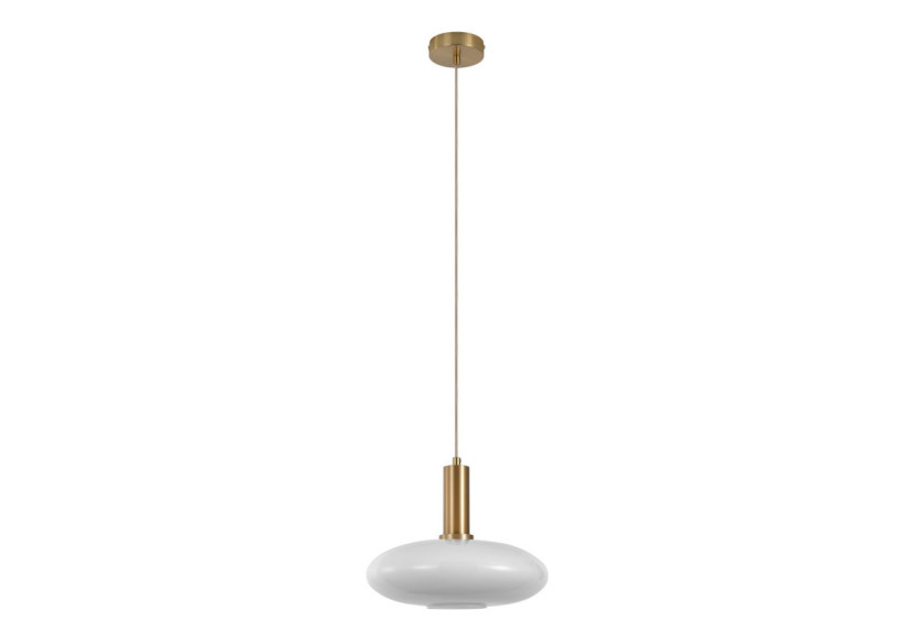 Suspension CHELSEA - Verre blanc éllipsoïdal et douille en laiton, 150 cm de cordon en tissu - 6406220 - House Nordic
