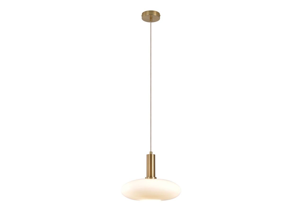 Suspension CHELSEA - Verre blanc éllipsoïdal et douille en laiton, 150 cm de cordon en tissu - 6406220 - House Nordic