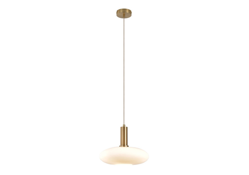 Suspension CHELSEA - Verre blanc éllipsoïdal et douille en laiton, 150 cm de cordon en tissu - 6406220 - House Nordic