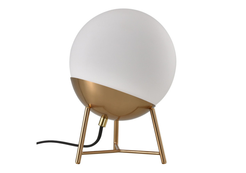 Lampe de Table CHELSEA - Verre blanc et douille en laiton, 150 cm de cordon en tissu - 6406230 - House Nordic