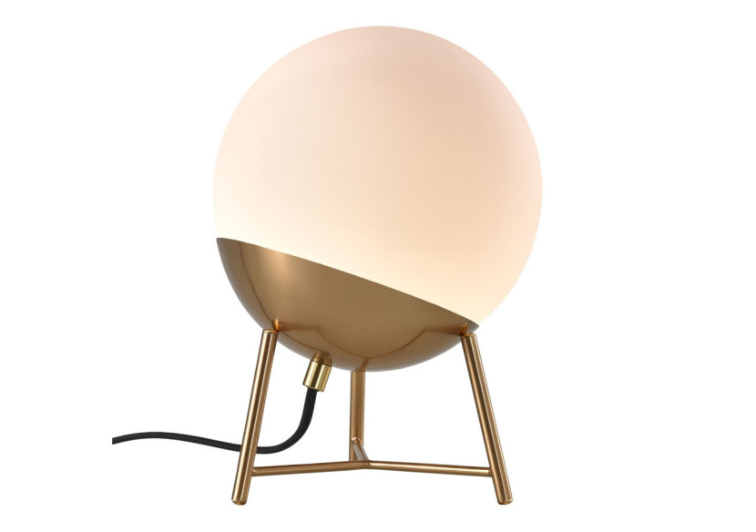 Lampe de Table CHELSEA - Verre blanc et douille en laiton, 150 cm de cordon en tissu - 6406230 - House Nordic