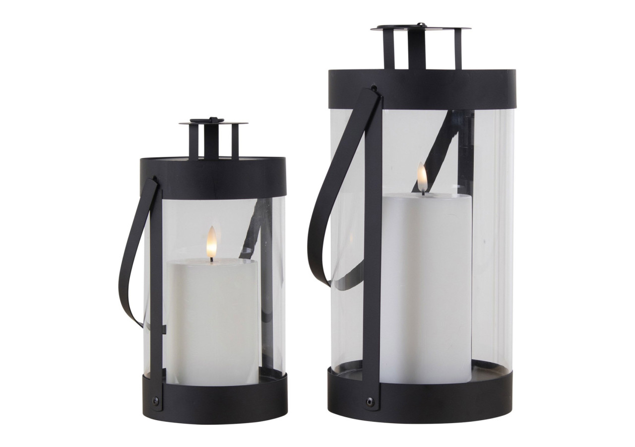 Lanternes BONDI - Ensemble de 2 lanternes rondes noires avec poignée - 6407460 - House Nordic