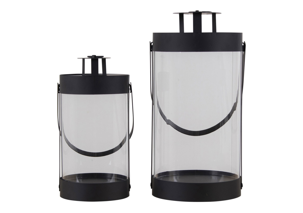 Lanternes BONDI - Ensemble de 2 lanternes rondes noires avec poignée - 6407460 - House Nordic