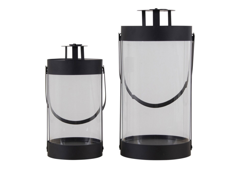 Lanternes BONDI - Ensemble de 2 lanternes rondes noires avec poignée - 6407460 - House Nordic