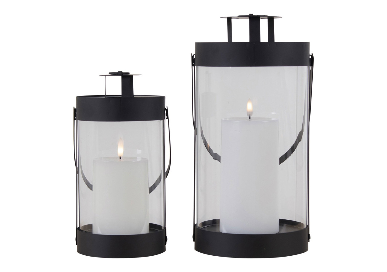 Lanternes BONDI - Ensemble de 2 lanternes rondes noires avec poignée - 6407460 - House Nordic