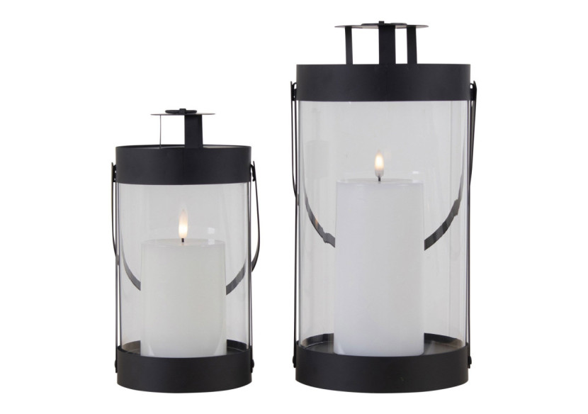 Lanternes BONDI - Ensemble de 2 lanternes rondes noires avec poignée - 6407460 - House Nordic