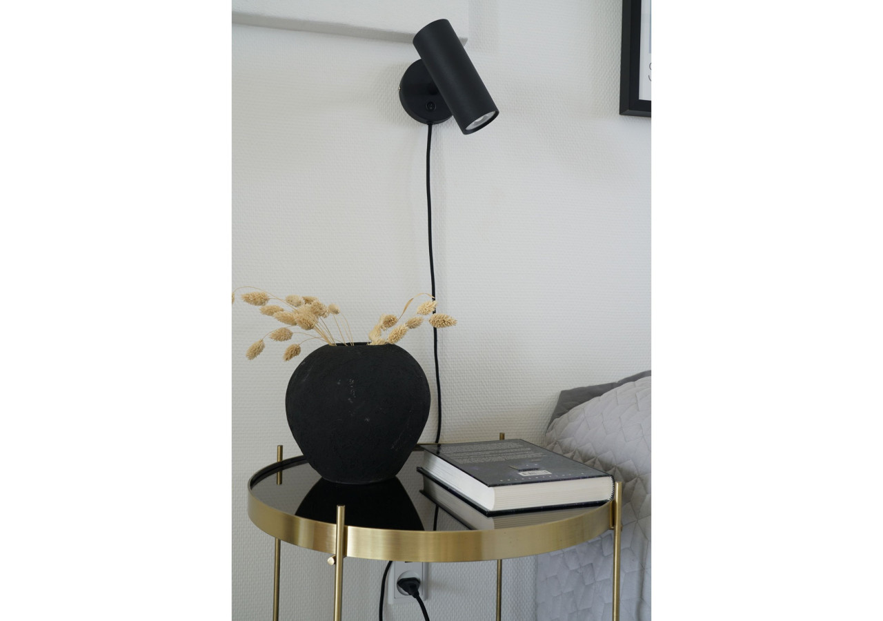 Applique murale PARIS - Modèle noir avec cordon en tissu de 190 cm - 6409105 - House Nordic