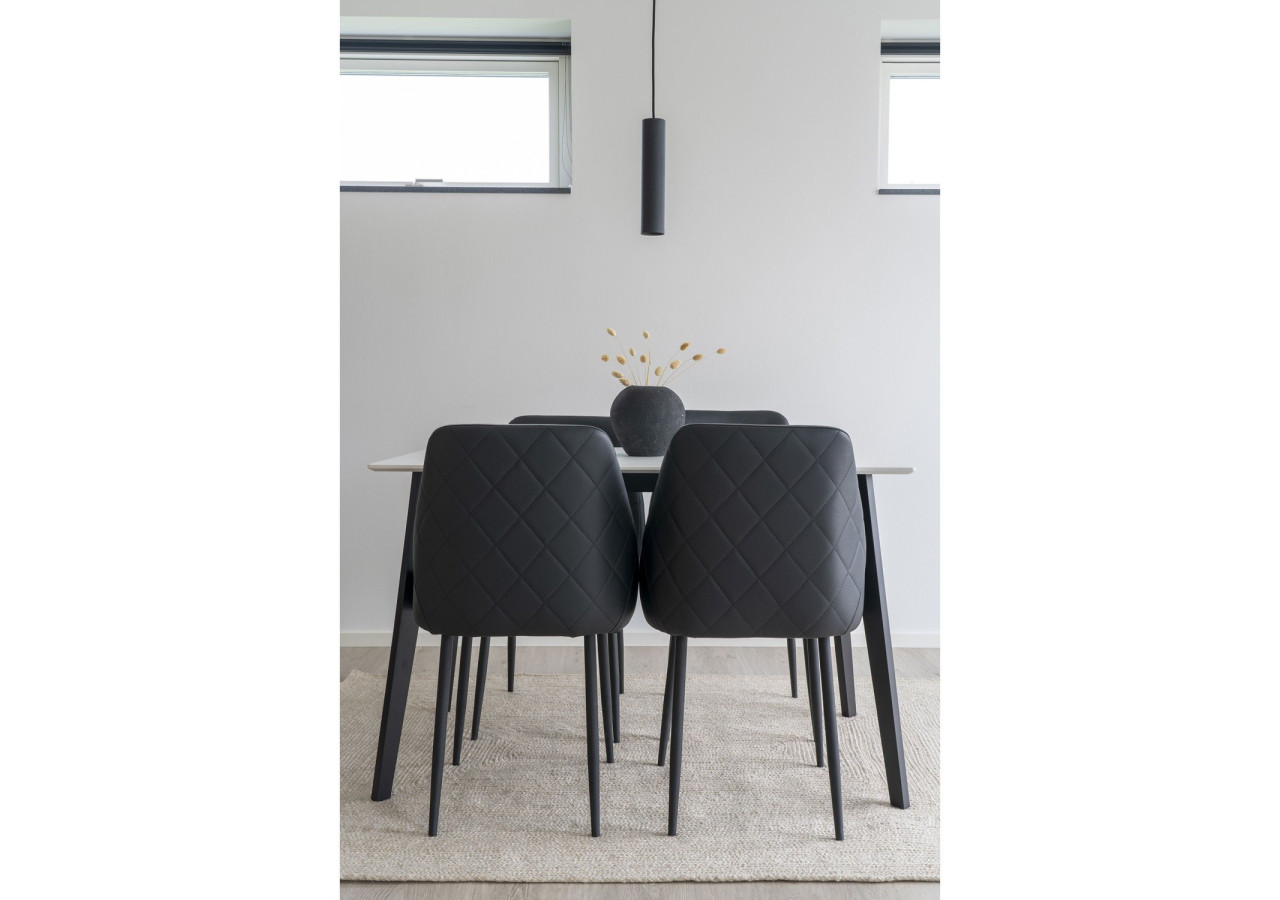 Suspension PARIS - Lampe noire avec cordon en tissu de 120 cm et ampoule GU10/5W LED - 6409107 - House Nordic