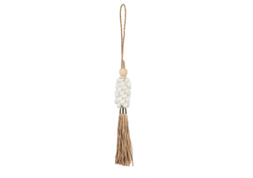 Tassel en Coquillage et Raffia - Artisanat Balinais - BALE058NW - Bazar Bizar