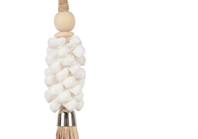 Tassel en Coquillage et Raffia - Artisanat Balinais - BALE058NW - Bazar Bizar