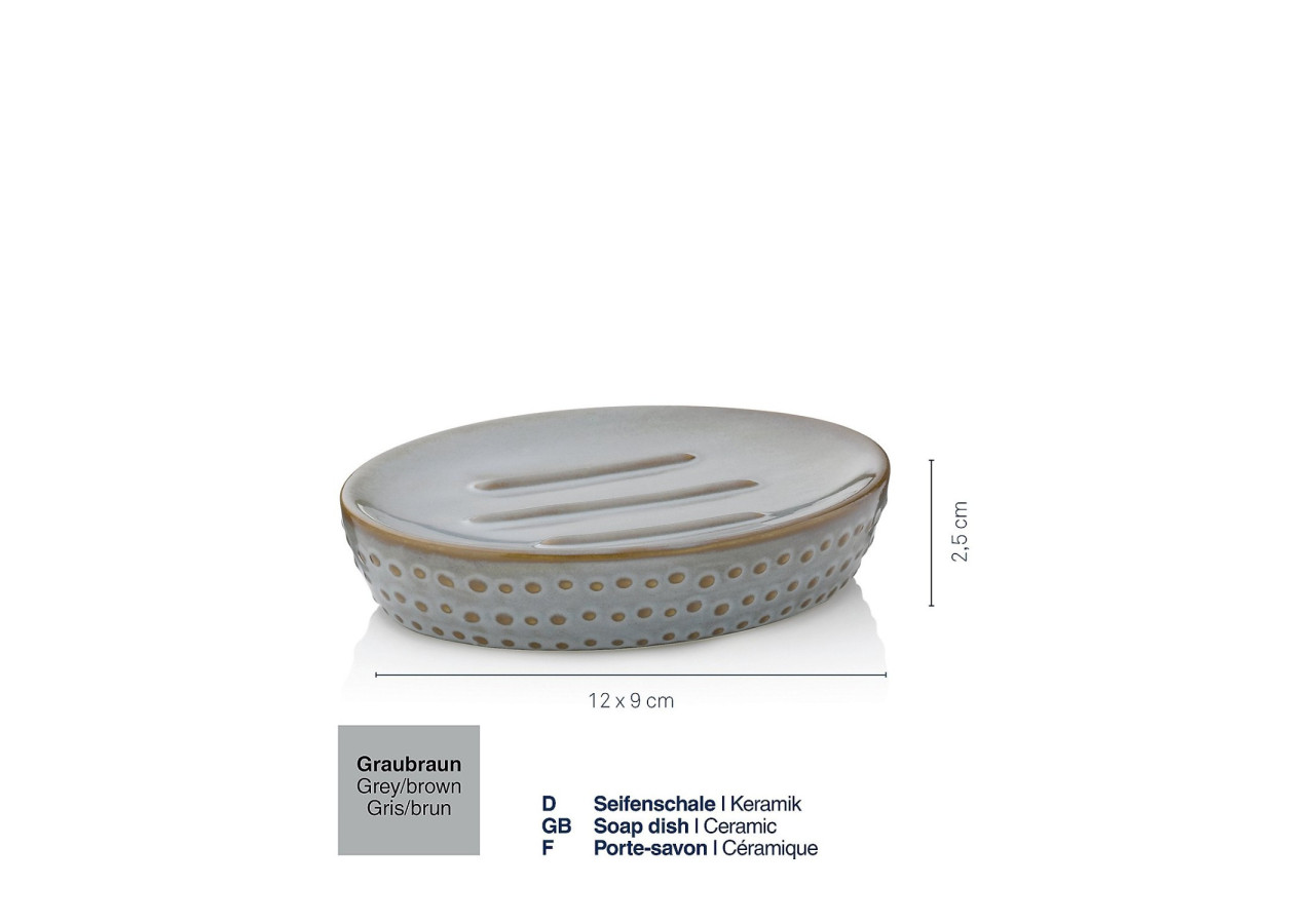Porte-savon Dots - Design gris-brun, 12 cm - KE 236006 - Kela Badkamer