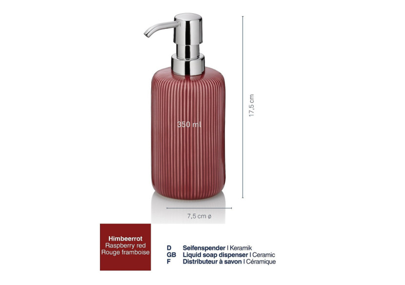 Distributeur de Savon Ava - 350 ml en céramique - KE 244124 - Kela Badkamer Distributeur de Savon Ava - 350 ml en céramique - KE 244124 - Kela Badkamer