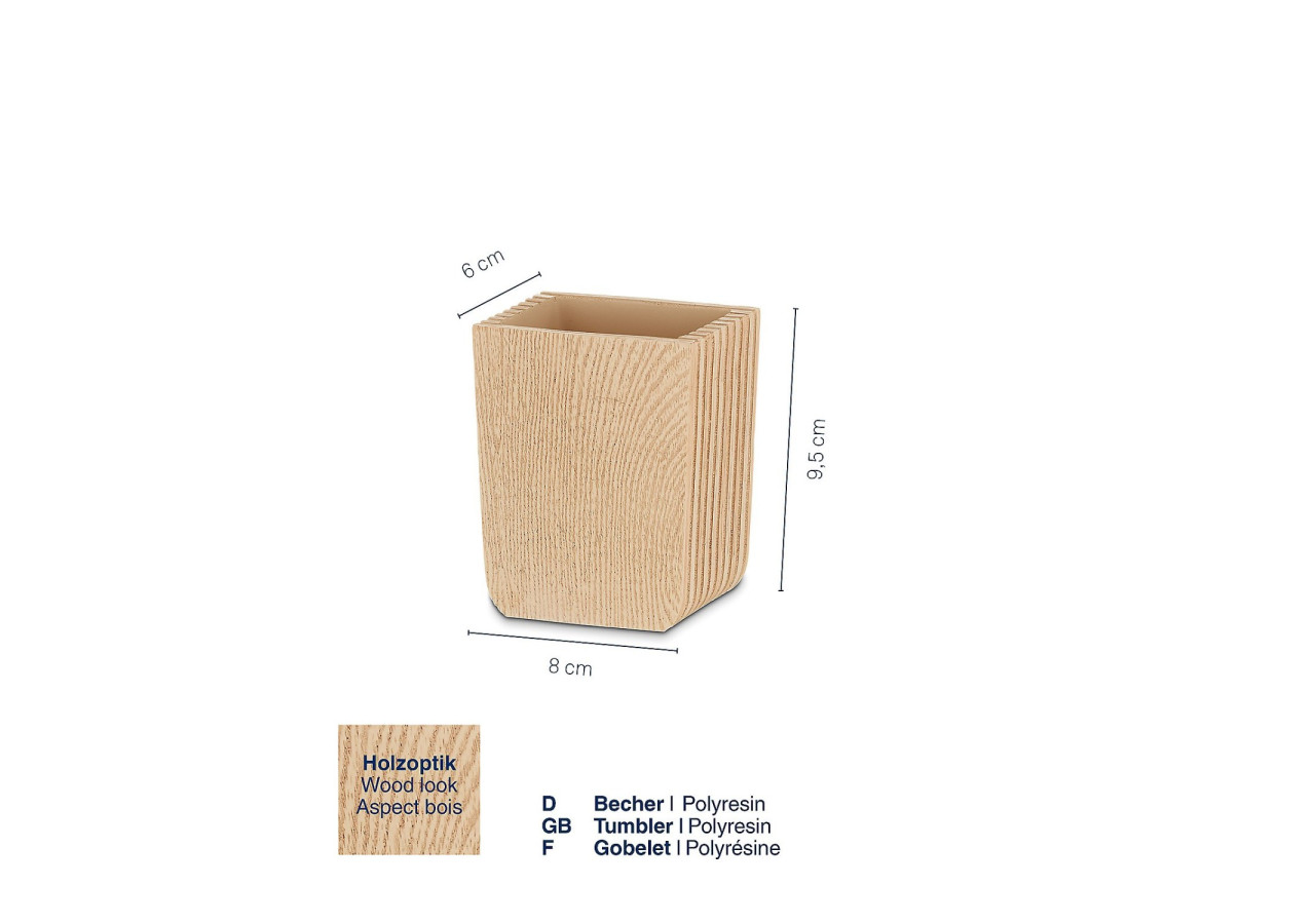 Mug de Salle de Bain Kaiu - Accessoire en plastique design bois 8 x 6 x 9,5 cm - KE 236839 - Kela Badkamer