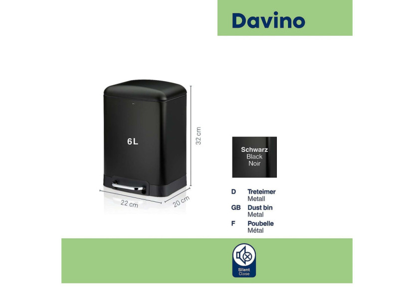 Poubelle Davino avec Pédale - 6 L, Design Élégant - KE 229756 - Kela Badkamer Poubelle Davino avec Pédale - 6 L, Design Élégant - KE 229756 - Kela Badkamer