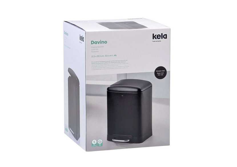 Poubelle Davino avec Pédale - 6 L, Design Élégant - KE 229756 - Kela Badkamer Poubelle Davino avec Pédale - 6 L, Design Élégant - KE 229756 - Kela Badkamer