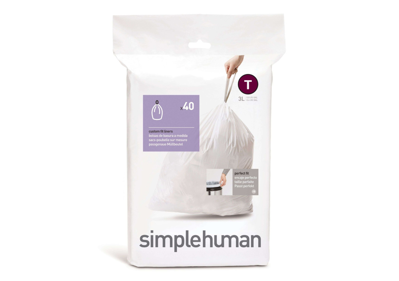 Sacs à Déchets Code T 3 Litres - Compostables, paquet de 40 - SH 010489 - Simplehuman