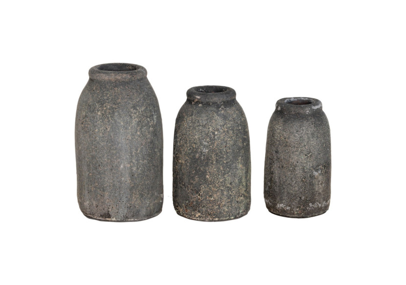 Vases Décoratifs Velas - Ensemble de 3 en Terracotta Antique Gris - 9001530 - House Nordic
