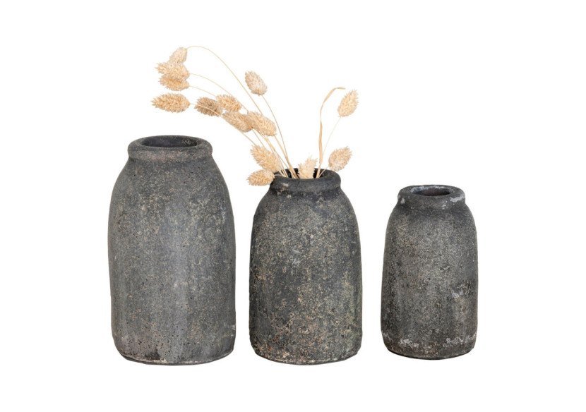 Vases Décoratifs Velas - Ensemble de 3 en Terracotta Antique Gris - 9001530 - House Nordic