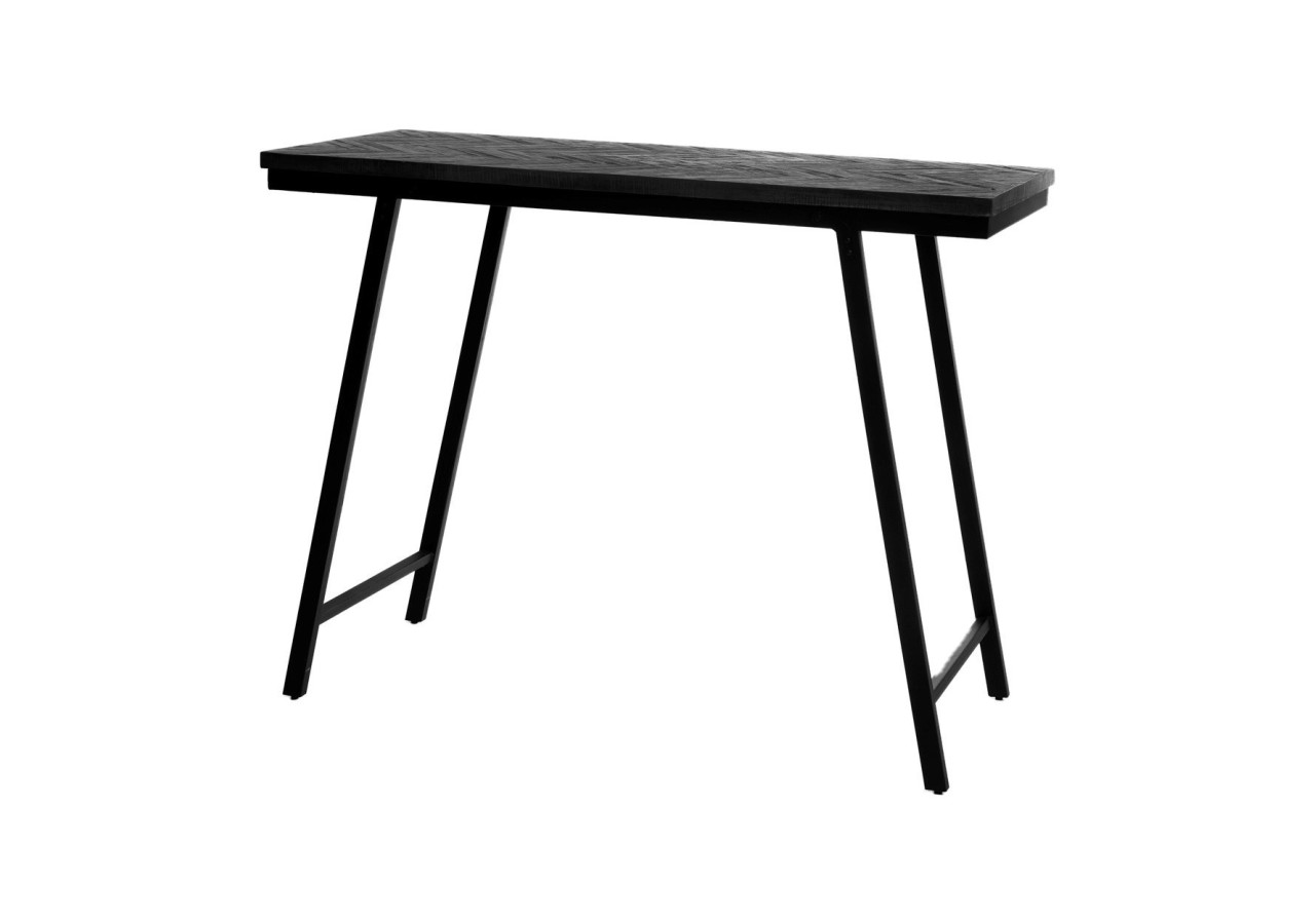 Table Haute Herringbone - Bois Teck Noir - 140cm - INSU004B - Bazar Bizar