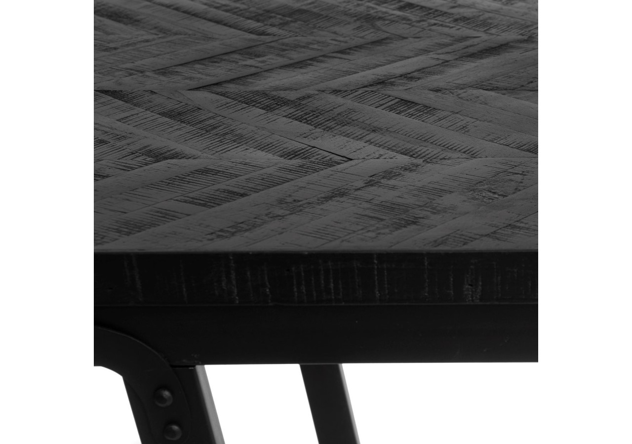 Table Haute Herringbone - Bois Teck Noir - 140cm - INSU004B - Bazar Bizar