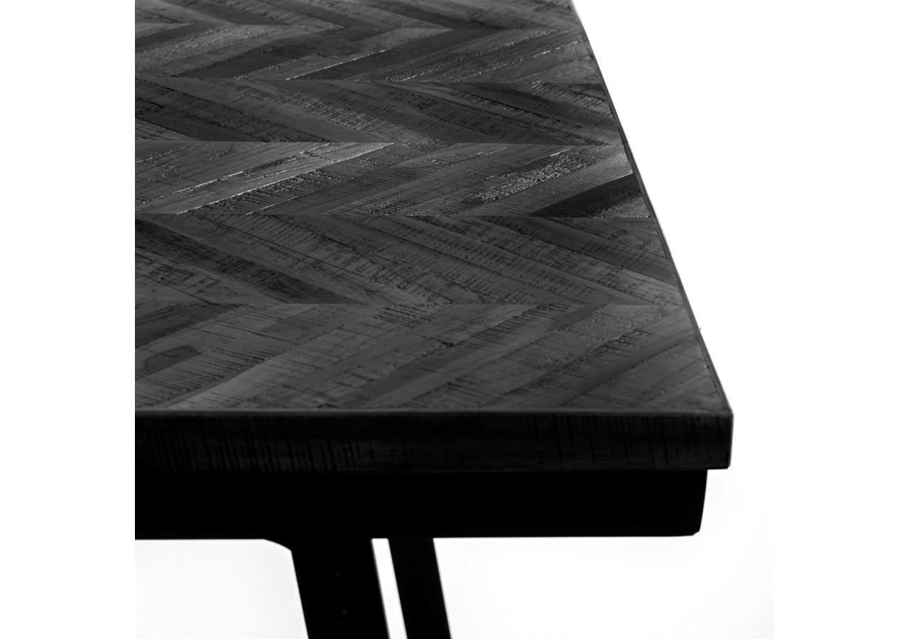 Table Haute Herringbone - Bois Teck Noir - 140cm - INSU004B - Bazar Bizar