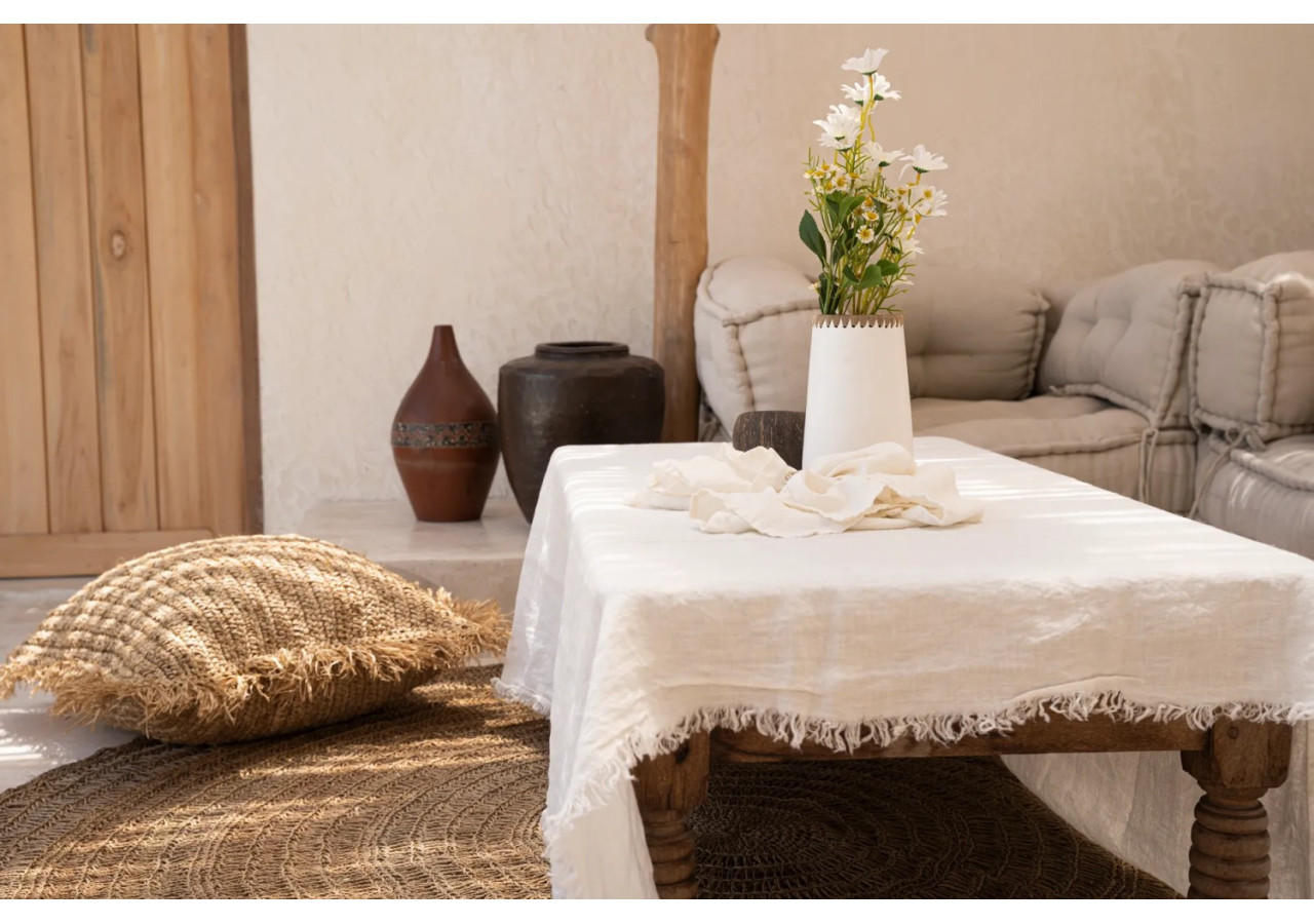 Nappe en Lin - Blanche - 150x200cm - INMAX002W-150x200 - Bazar Bizar