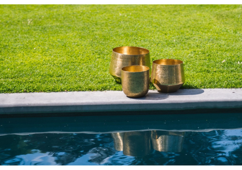 Cache-pot Hammered - Laiton - L - INAB020Bra-L - Bazar Bizar