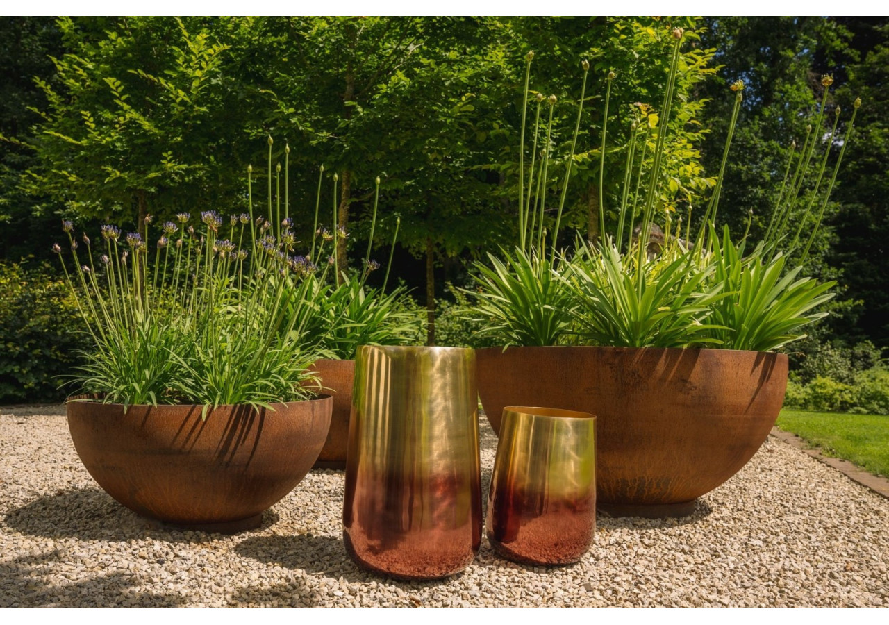 Vase en laiton bicolore - Finition laiton - L - INAB018Bra-L - Bazar Bizar