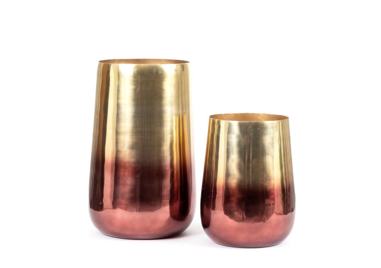 Vase en laiton bicolore - Finition laiton - L - INAB018Bra-L - Bazar Bizar