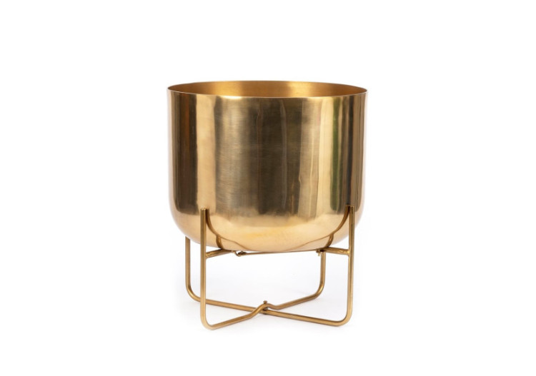 Vase en laiton sur pied -...