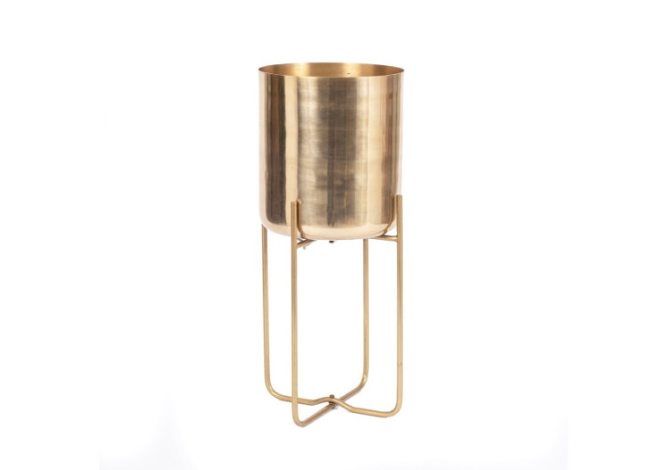 Vase en laiton sur pied -...
