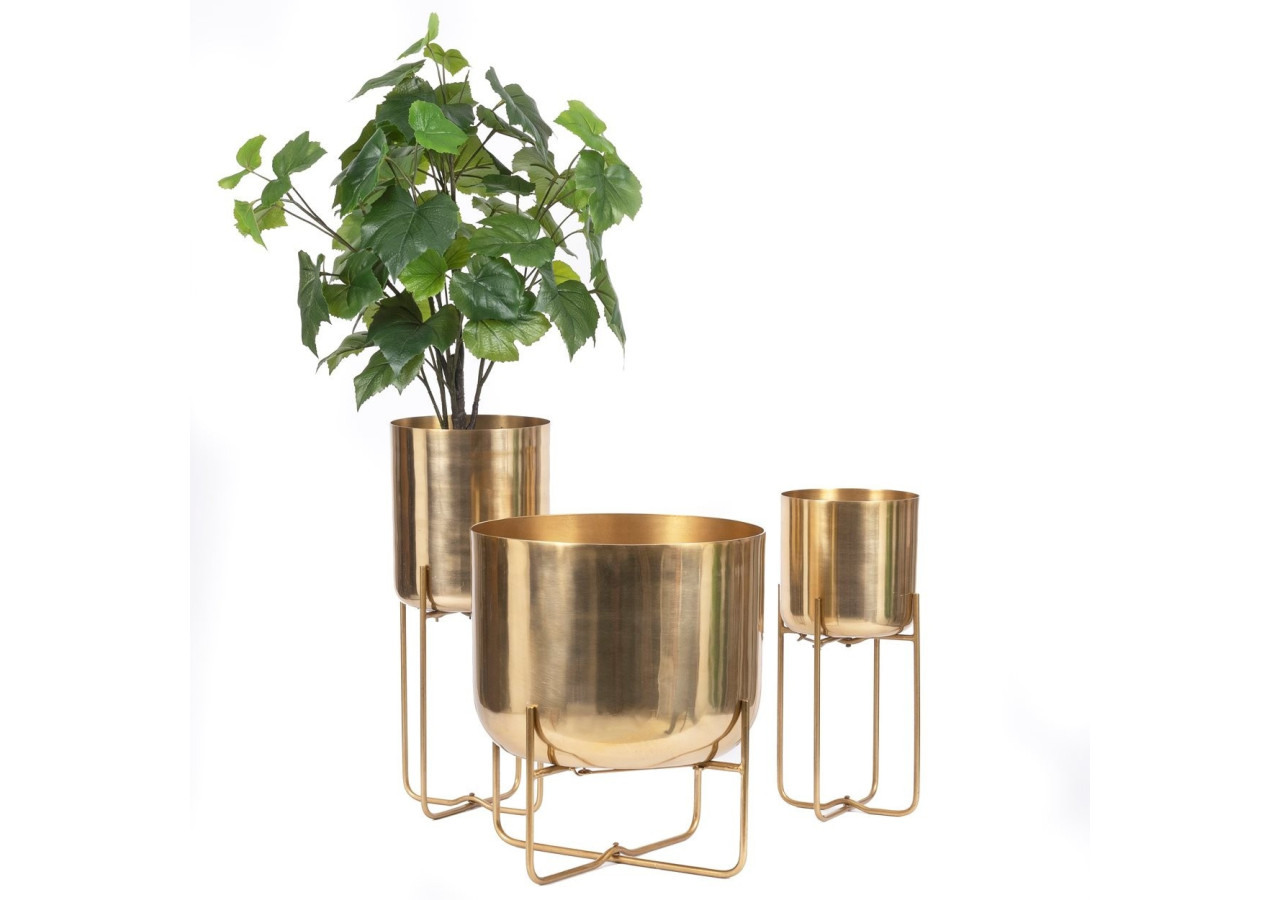 Vase en laiton sur pied - Finition laiton - L - INAB017Bra-L - Bazar Bizar