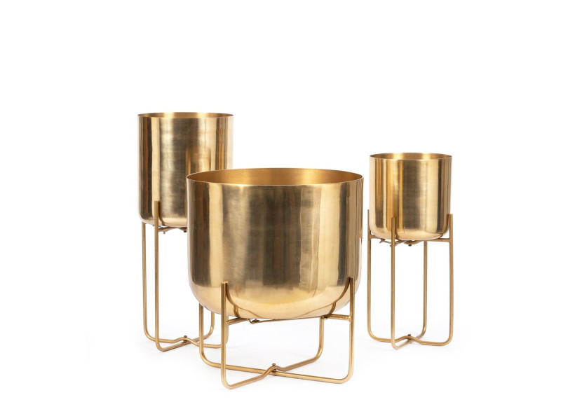 Vase en laiton sur pied - Finition laiton - M - INAB017Bra-M - Bazar Bizar