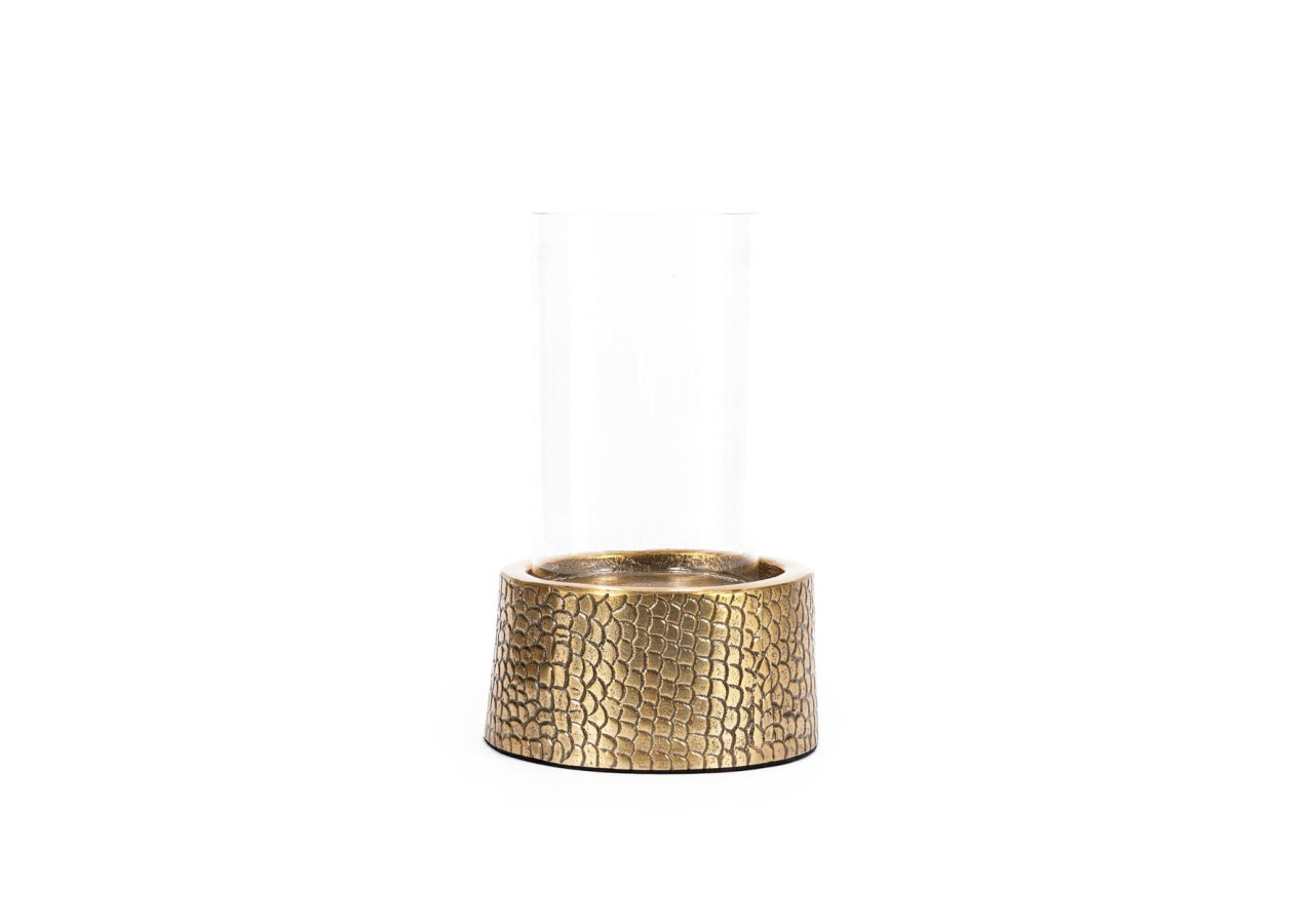 Support de bougie Croco avec verre - Finition laiton - M - INAB016Bra-M - Bazar Bizar