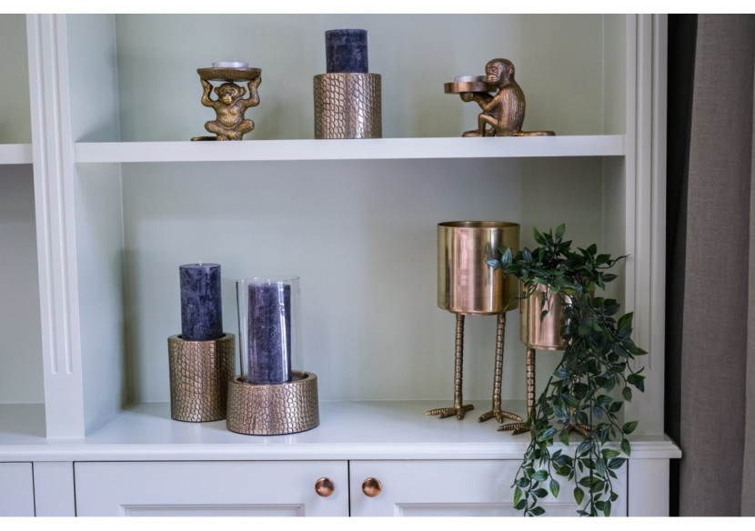 Support de bougie Croco avec verre - Finition laiton - M - INAB016Bra-M - Bazar Bizar